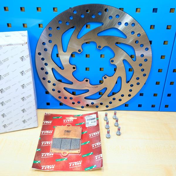 Original Aprilia Bremsscheibe vorne + Sintermetall Bremsbeläge  + Schrauben