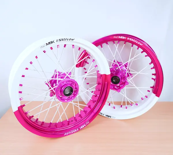 Radsatz 3.5+5.0x17 bicolor straight white-pink / pink / white / pink