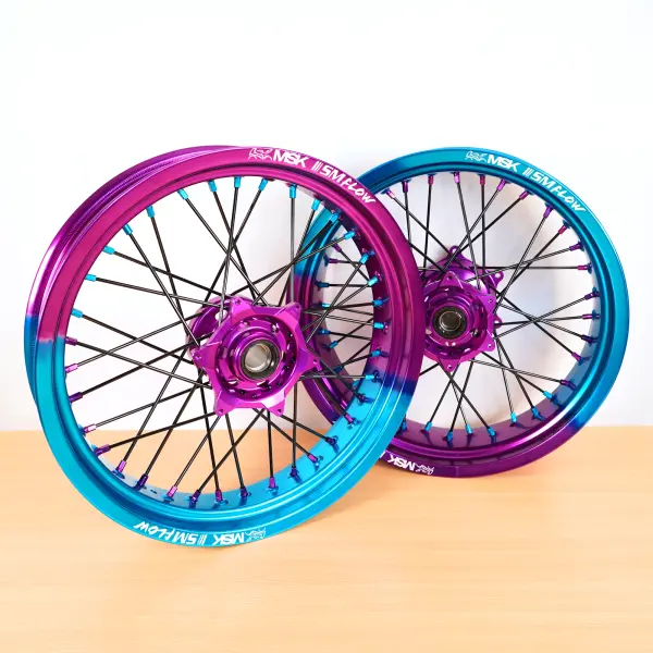 Radsatz 3.5+5.0x17 bicolor faded lightblue-purple / purple / black / purple