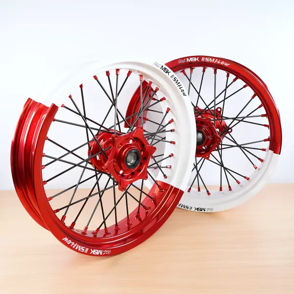 Radsatz 3.5+5.0x17 bicolor straight white-red / red / black / red