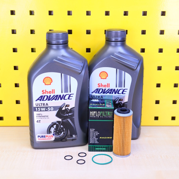 Ölwechselset Ducati Desmo 450 mit Shell 15w50 + Hiflo Ölfilter