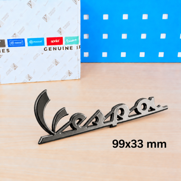 Original Vespa Logo grau/schwarz Aufkleber 100x33mm