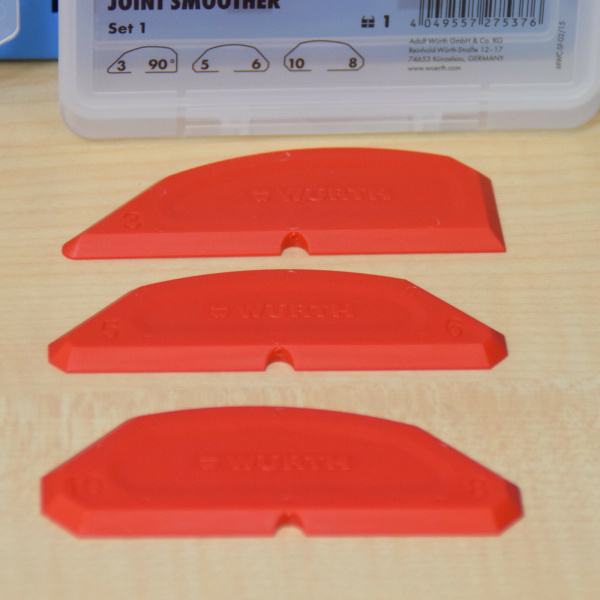 Würth Fugenglätter Set für Silikon / Acryl Radien + Winkel Fugen Silikon Gummi Abzieher