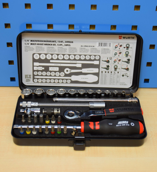 Würth Zebra Ratschenkasten 34 tlg. mit 1/4 Zoll Ratsche