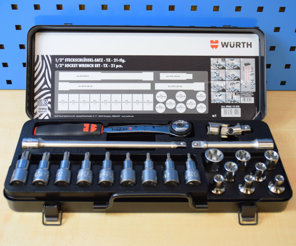 Würth RatschenkastenTorx 1/2 Zoll 21 Tlg. Steckschlüsselsatz